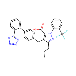 CCCc1nn(-c2ccccc2C(F)(F)F)c(C(=O)O)c1Cc1ccc(-c2ccccc2-c2nnn[nH]2)cc1 ZINC000027109848