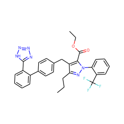 CCCc1nn(-c2ccccc2C(F)(F)F)c(C(=O)OCC)c1Cc1ccc(-c2ccccc2-c2nnn[nH]2)cc1 ZINC000027182072