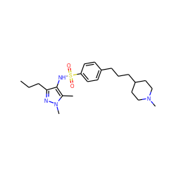 CCCc1nn(C)c(C)c1NS(=O)(=O)c1ccc(CCCC2CCN(C)CC2)cc1 ZINC000150010680