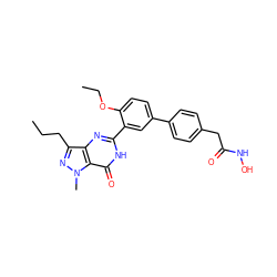 CCCc1nn(C)c2c(=O)[nH]c(-c3cc(-c4ccc(CC(=O)NO)cc4)ccc3OCC)nc12 ZINC000224521599