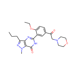 CCCc1nn(C)c2c(=O)[nH]c(-c3cc(C(=O)CN4CCOCC4)ccc3OCC)nc12 ZINC000033970995