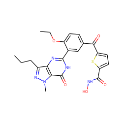 CCCc1nn(C)c2c(=O)[nH]c(-c3cc(C(=O)c4ccc(C(=O)NO)s4)ccc3OCC)nc12 ZINC000224521672