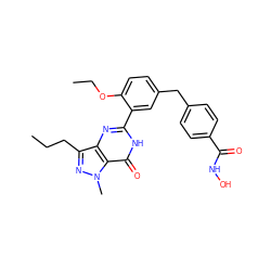 CCCc1nn(C)c2c(=O)[nH]c(-c3cc(Cc4ccc(C(=O)NO)cc4)ccc3OCC)nc12 ZINC000221120984