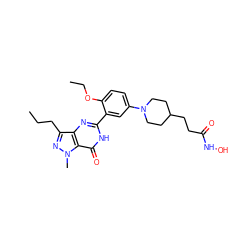 CCCc1nn(C)c2c(=O)[nH]c(-c3cc(N4CCC(CCC(=O)NO)CC4)ccc3OCC)nc12 ZINC001772584986