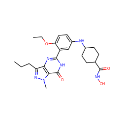 CCCc1nn(C)c2c(=O)[nH]c(-c3cc(NC4CCC(C(=O)NO)CC4)ccc3OCC)nc12 ZINC000224520647