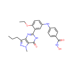 CCCc1nn(C)c2c(=O)[nH]c(-c3cc(Nc4ccc(C(=O)NO)cc4)ccc3OCC)nc12 ZINC000224520812