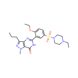 CCCc1nn(C)c2c(=O)[nH]c(-c3cc(S(=O)(=O)N4CCN(CC)CC4)ccc3OCC)nc12 ZINC000021981373