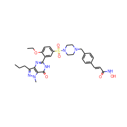 CCCc1nn(C)c2c(=O)[nH]c(-c3cc(S(=O)(=O)N4CCN(Cc5ccc(/C=C/C(=O)NO)cc5)CC4)ccc3OCC)nc12 ZINC000224527946