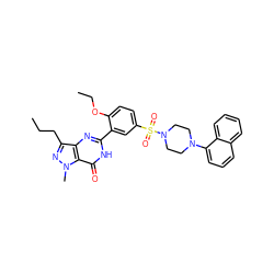 CCCc1nn(C)c2c(=O)[nH]c(-c3cc(S(=O)(=O)N4CCN(c5cccc6ccccc56)CC4)ccc3OCC)nc12 ZINC000042834096