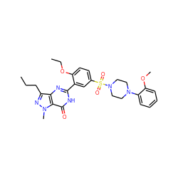 CCCc1nn(C)c2c(=O)[nH]c(-c3cc(S(=O)(=O)N4CCN(c5ccccc5OC)CC4)ccc3OCC)nc12 ZINC000044405668