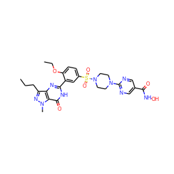 CCCc1nn(C)c2c(=O)[nH]c(-c3cc(S(=O)(=O)N4CCN(c5ncc(C(=O)NO)cn5)CC4)ccc3OCC)nc12 ZINC000221095720