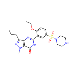 CCCc1nn(C)c2c(=O)[nH]c(-c3cc(S(=O)(=O)N4CCNCC4)ccc3OCC)nc12 ZINC000021981371