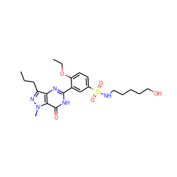 CCCc1nn(C)c2c(=O)[nH]c(-c3cc(S(=O)(=O)NCCCCCO)ccc3OCC)nc12 ZINC000299864392