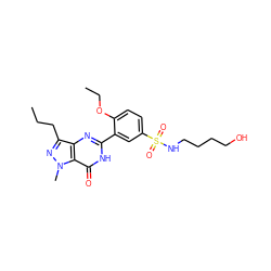 CCCc1nn(C)c2c(=O)[nH]c(-c3cc(S(=O)(=O)NCCCCO)ccc3OCC)nc12 ZINC000299870025