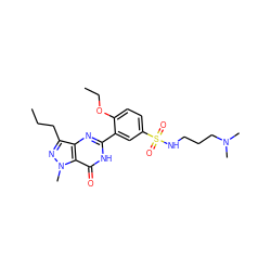 CCCc1nn(C)c2c(=O)[nH]c(-c3cc(S(=O)(=O)NCCCN(C)C)ccc3OCC)nc12 ZINC000299863101