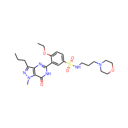 CCCc1nn(C)c2c(=O)[nH]c(-c3cc(S(=O)(=O)NCCCN4CCOCC4)ccc3OCC)nc12 ZINC000299854749