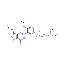 CCCc1nn(C)c2c(=O)[nH]c(-c3cc(S(=O)(=O)NCCN(CC)CC)ccc3OCC)nc12 ZINC000299870953