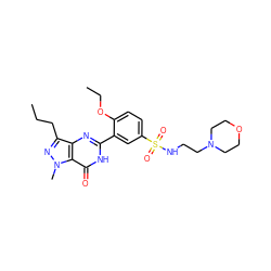 CCCc1nn(C)c2c(=O)[nH]c(-c3cc(S(=O)(=O)NCCN4CCOCC4)ccc3OCC)nc12 ZINC000299869672