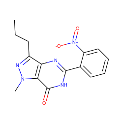 CCCc1nn(C)c2c(=O)[nH]c(-c3ccccc3[N+](=O)[O-])nc12 ZINC000029485550