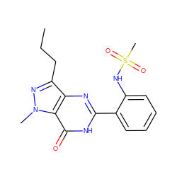 CCCc1nn(C)c2c(=O)[nH]c(-c3ccccc3NS(C)(=O)=O)nc12 ZINC000029485888