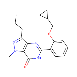 CCCc1nn(C)c2c(=O)[nH]c(-c3ccccc3OCC3CC3)nc12 ZINC000029485891