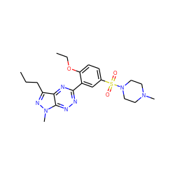 CCCc1nn(C)c2nnc(-c3cc(S(=O)(=O)N4CCN(C)CC4)ccc3OCC)nc12 ZINC000206890582