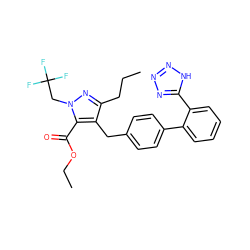 CCCc1nn(CC(F)(F)F)c(C(=O)OCC)c1Cc1ccc(-c2ccccc2-c2nnn[nH]2)cc1 ZINC000013833905