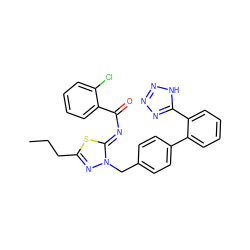 CCCc1nn(Cc2ccc(-c3ccccc3-c3nnn[nH]3)cc2)/c(=N/C(=O)c2ccccc2Cl)s1 ZINC000049888644