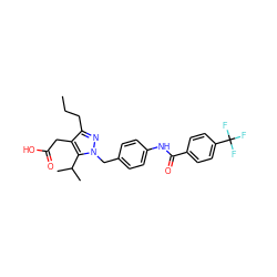 CCCc1nn(Cc2ccc(NC(=O)c3ccc(C(F)(F)F)cc3)cc2)c(C(C)C)c1CC(=O)O ZINC000168900848