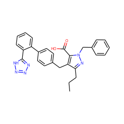 CCCc1nn(Cc2ccccc2)c(C(=O)O)c1Cc1ccc(-c2ccccc2-c2nnn[nH]2)cc1 ZINC000003798290