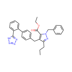 CCCc1nn(Cc2ccccc2)c(C(=O)OCC)c1Cc1ccc(-c2ccccc2-c2nnn[nH]2)cc1 ZINC000013833906