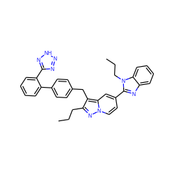 CCCc1nn2ccc(-c3nc4ccccc4n3CCC)cc2c1Cc1ccc(-c2ccccc2-c2nn[nH]n2)cc1 ZINC000103263772