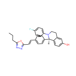 CCCc1nnc(/C=C/c2ccc([C@]3(C)c4ccc(O)cc4CCN3c3ccc(F)cc3)cc2)o1 ZINC001772648560