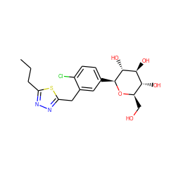 CCCc1nnc(Cc2cc([C@@H]3O[C@H](CO)[C@@H](O)[C@H](O)[C@H]3O)ccc2Cl)s1 ZINC000045390695