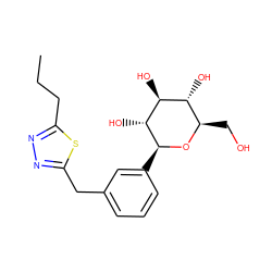 CCCc1nnc(Cc2cccc([C@@H]3O[C@H](CO)[C@@H](O)[C@H](O)[C@H]3O)c2)s1 ZINC000045338305