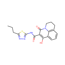 CCCc1nnc(NC(=O)c2c(O)c3cccc4c3n(c2=O)CCC4)s1 ZINC000100613821