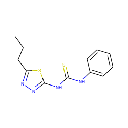 CCCc1nnc(NC(=S)Nc2ccccc2)s1 ZINC000013544392