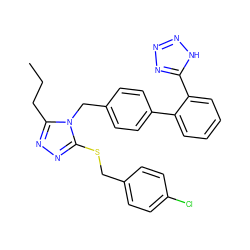 CCCc1nnc(SCc2ccc(Cl)cc2)n1Cc1ccc(-c2ccccc2-c2nnn[nH]2)cc1 ZINC000013825652