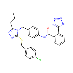 CCCc1nnc(SCc2ccc(Cl)cc2)n1Cc1ccc(NC(=O)c2ccccc2-c2nnn[nH]2)cc1 ZINC000103214419