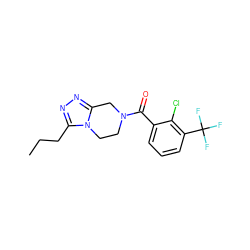 CCCc1nnc2n1CCN(C(=O)c1cccc(C(F)(F)F)c1Cl)C2 ZINC000095565582