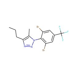 CCCc1nnn(-c2c(Br)cc(C(F)(F)F)cc2Br)c1C ZINC000028825613