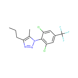 CCCc1nnn(-c2c(Cl)cc(C(F)(F)F)cc2Cl)c1C ZINC000028825611