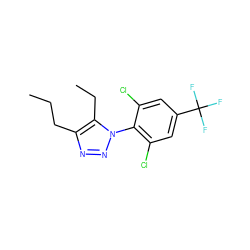 CCCc1nnn(-c2c(Cl)cc(C(F)(F)F)cc2Cl)c1CC ZINC000028825614