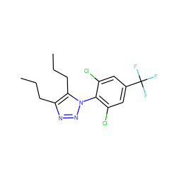 CCCc1nnn(-c2c(Cl)cc(C(F)(F)F)cc2Cl)c1CCC ZINC000028825616