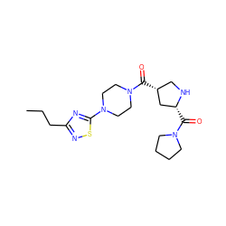 CCCc1nsc(N2CCN(C(=O)[C@@H]3CN[C@H](C(=O)N4CCCC4)C3)CC2)n1 ZINC000029130501