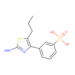 CCCc1sc(N)nc1-c1cccc(P(=O)(O)O)c1 ZINC000066103234