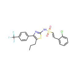 CCCc1sc(NS(=O)(=O)/C=C/c2ccccc2Cl)nc1-c1ccc(C(F)(F)F)cc1 ZINC000026841216