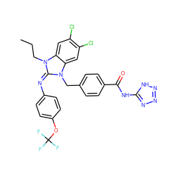 CCCn1/c(=N/c2ccc(OC(F)(F)F)cc2)n(Cc2ccc(C(=O)Nc3nnn[nH]3)cc2)c2cc(Cl)c(Cl)cc21 ZINC000101455497