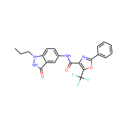 CCCn1[nH]c(=O)c2cc(NC(=O)c3nc(-c4ccccc4)oc3C(F)(F)F)ccc21 ZINC000059049516