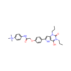 CCCn1c(=O)[n+](CCC)c(O)c2[nH]c(-c3ccc(OCC(=O)Nc4ccc([N+](C)(C)C)cc4)cc3)cc21 ZINC000377797337